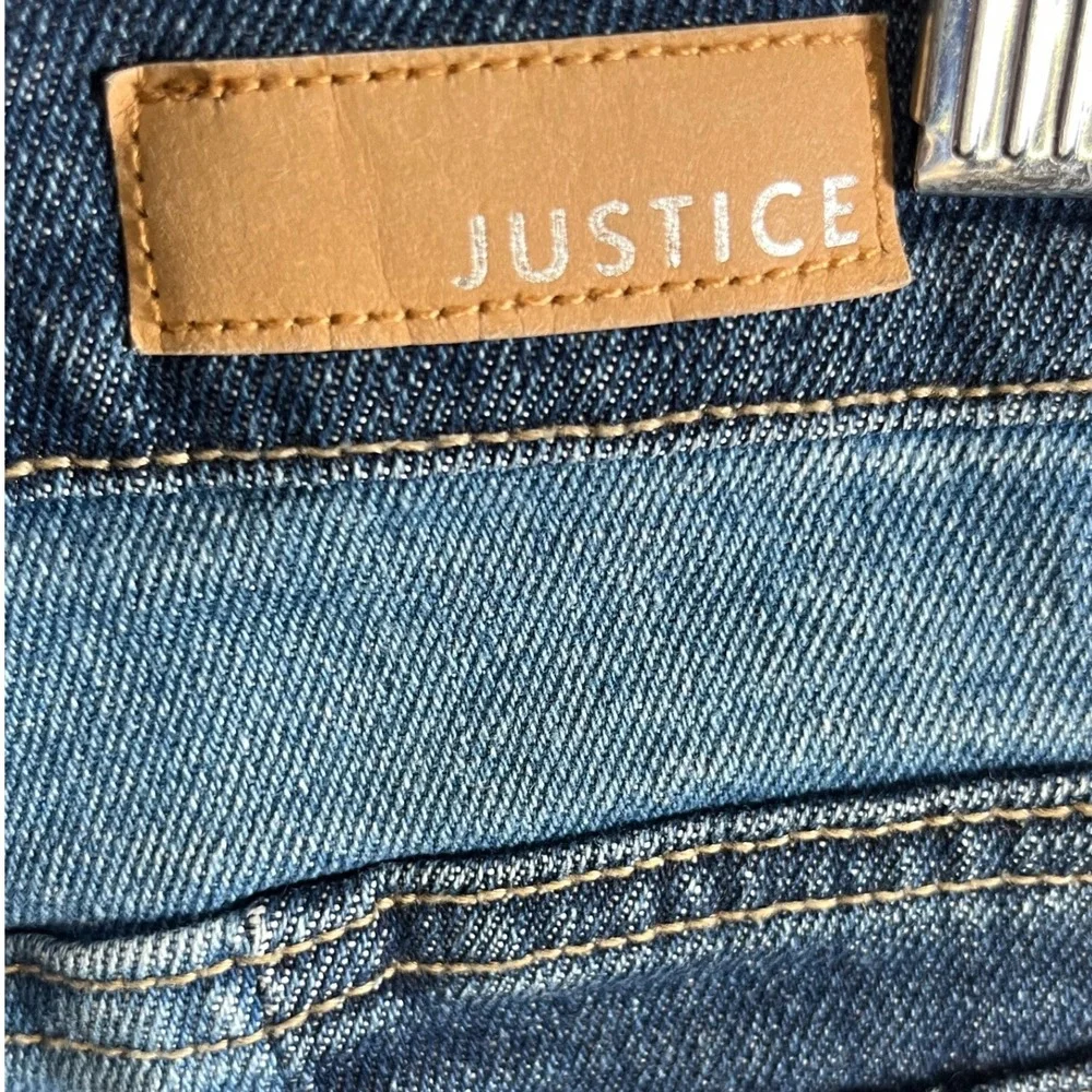Justice‎ Girls Two Tone Colorblock High Rise Jeans Blue Denim Size 18 Raw Hem